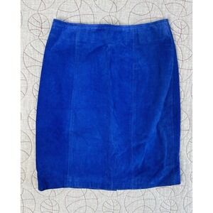 Wilsons Leather Suede Skirt Blue Vintage Pencil / Womens 10